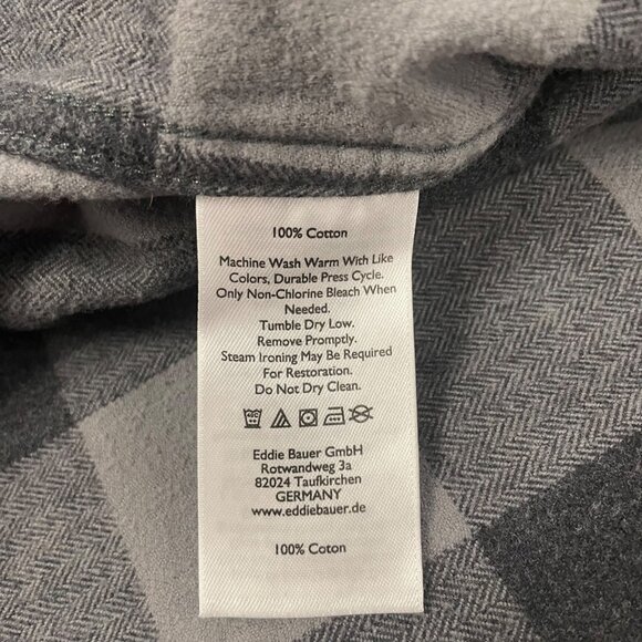 Eddie Bauer Men's Check Flannel Shirt Long Sleeve Classic Fit Gray Size TL - Picture 9 of 9